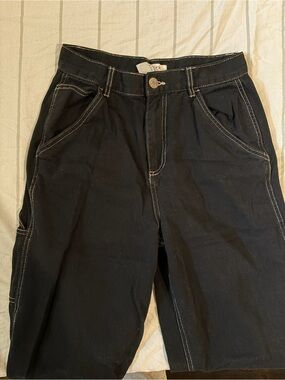 Garage Black Women's Straight-Leg Jeans with Contrast Stitching